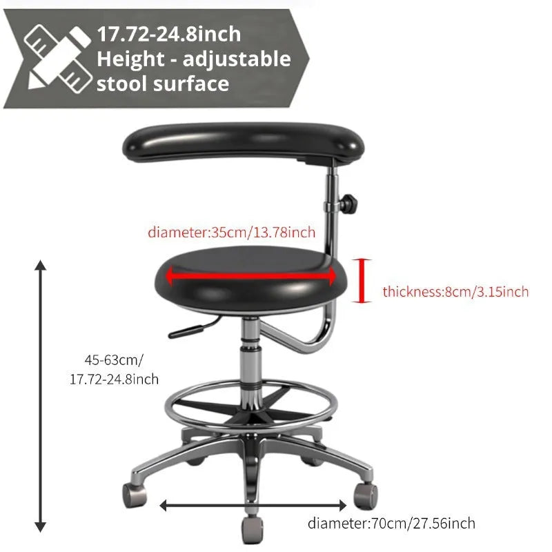 Black leather hydraulic dental chair for hospital patient treatment with height adjustment mechanism