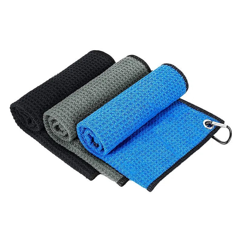 Waffle weave golf ball cleaning towel showing textured surface in available colours
