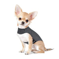 Heather grey brocade cotton ponte-de-roma dog anxiety jacket warm vest shown on a dog