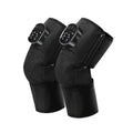 Black electric heating kneepad with USB cable, showing double support design for knee joint massage
