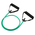 Colour-coded adjustable chest expander TPE fitness rope on yellow, green, red, blue, black backgrounds.