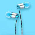 Wired in-ear earphones with microphone, 3.5mm jack, and TPE cable in black, blue, and red colour options.