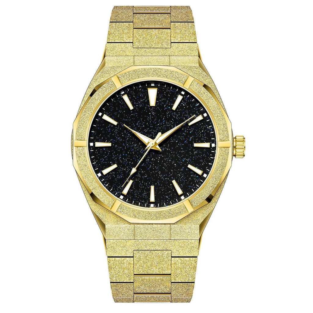 Men's stainless steel business watch with frosted finish and luminous hands in silver colour