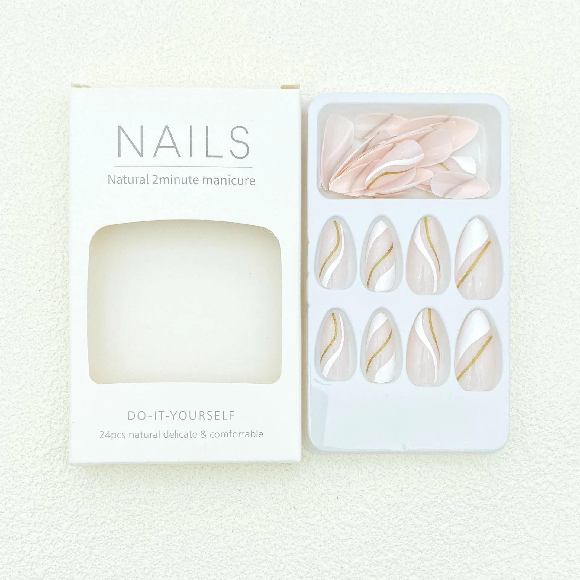 Plaid pattern plastic nail stickers in jelly glue colour on a medium, drop-shaped wearable base.