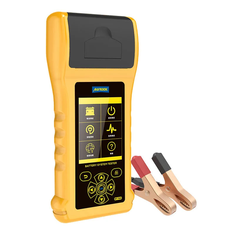 Autool BT760 vehicle battery tester with colour screen and clip connectors for 12V 24V systems