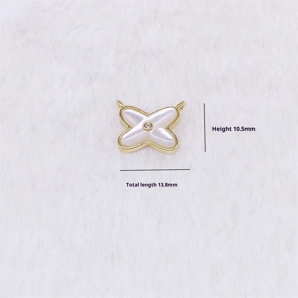 Copper plated 18K gold pearl shell DIY charm pendant in diamond skirt shape for jewellery making