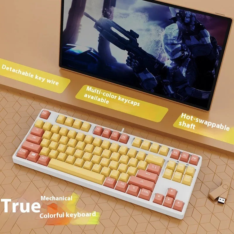 87-key mechanical gaming keyboard with dual-colour backlighting and metal chassis
