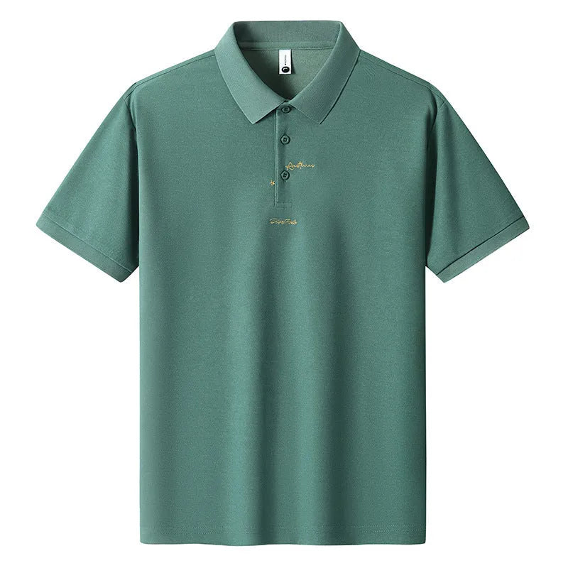 Men's loose casual cotton t-shirt with a letter pattern, shown in multiple colour options.
