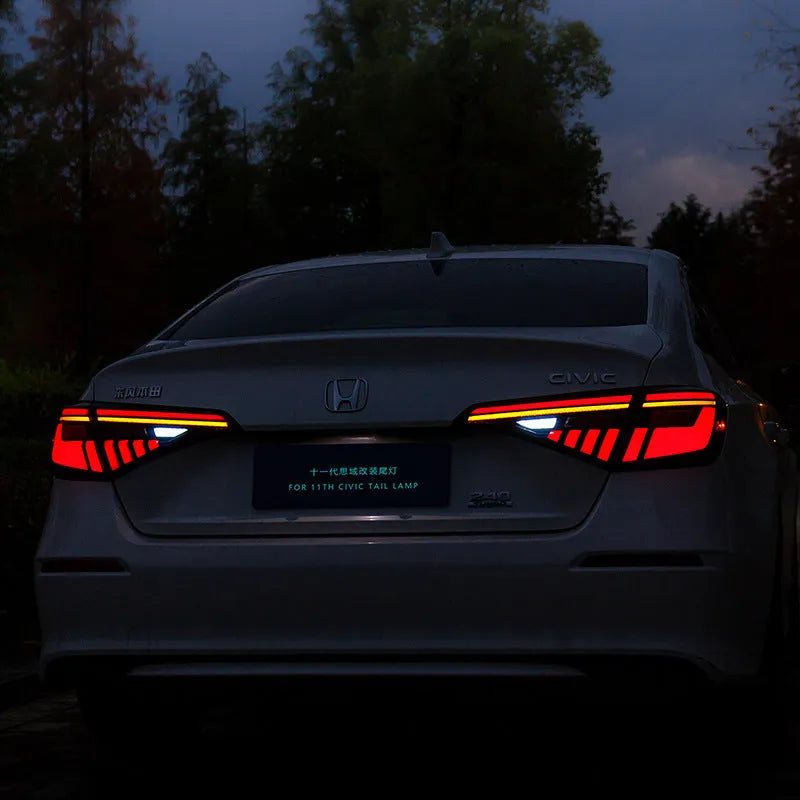 11th generation Honda Civic modified LED taillight assembly in black and red colour option.
