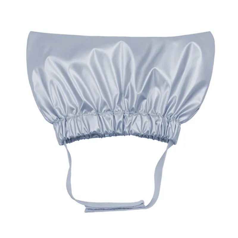Adjustable pet shower cap for cats and dogs in silver colour with ear protection design