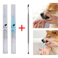 Pet tooth whitening pen kit with two pens, soft brush head, and non-slip handle for dog and cat oral care