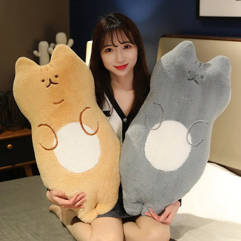 Cute cartoon cat pillow plush toy in 70cm size, standing cat design in yellow