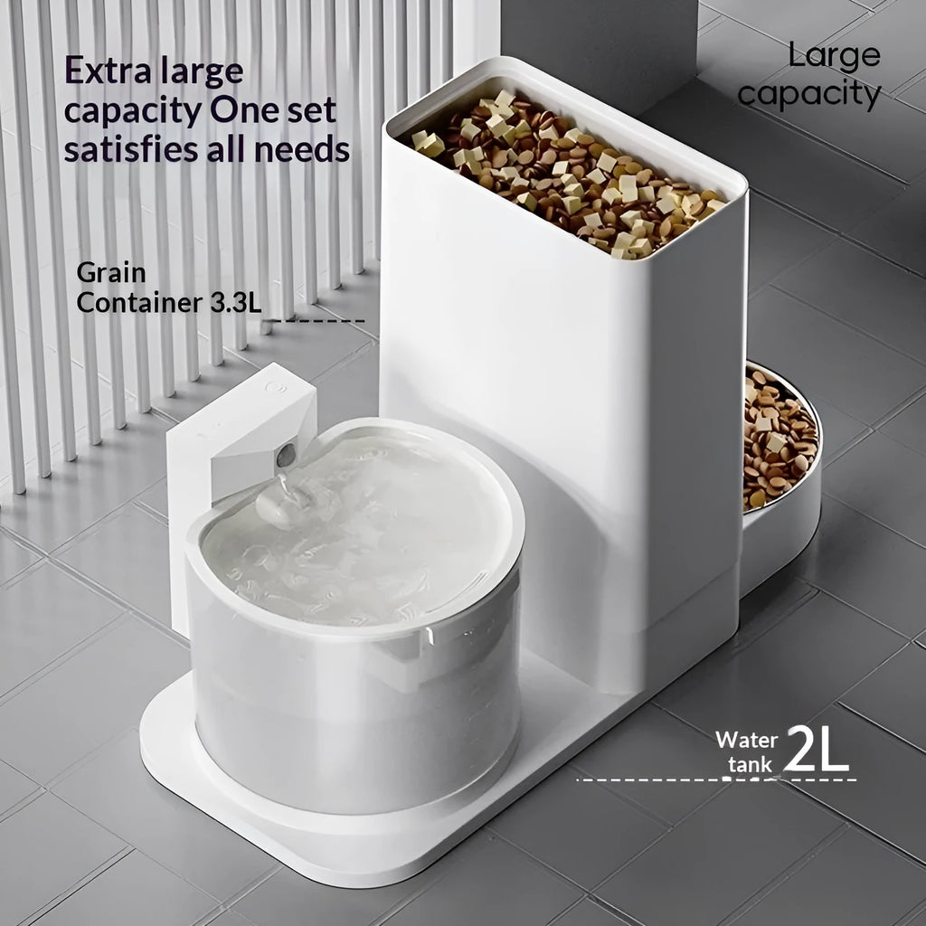 Wireless thermostatic cat water dispenser with 2-in-1 drinking feature, includes filter and desiccant, 3000mA/5000mA