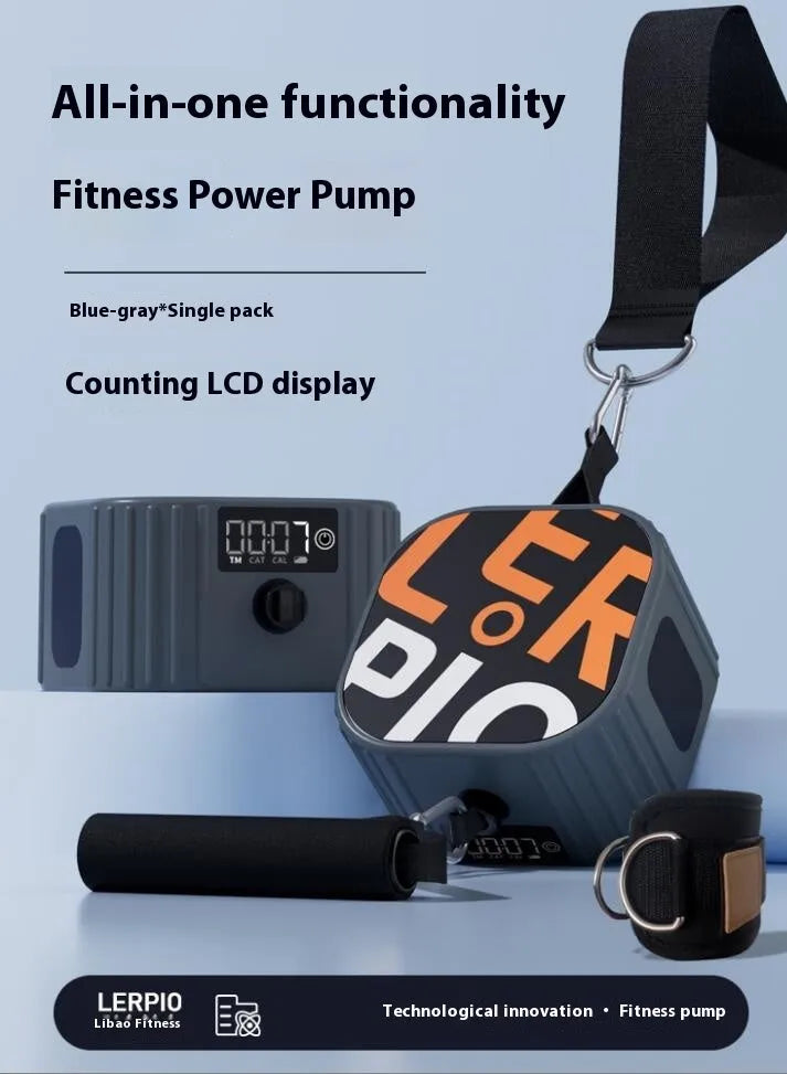 Multi-functional fitness strength resistance training tensioner with intelligent adjustment dial showing 2-20kg range