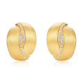 Frosted brushed geometric ear studs in gold tone, 925 silver, electroplated finish