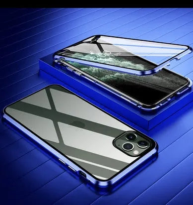 Glass anti-spy clamshell phone case for iPhone in solid colours showing geometric design