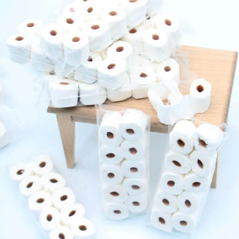 Simulated paper tissue roll model for children's educational play measuring 30x15x80mm