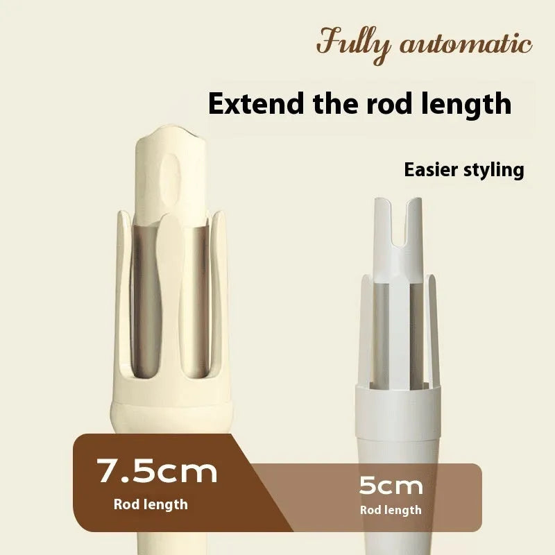 Automatic hair curler with 32mm ceramic barrel in white and pink colour with international power adapters