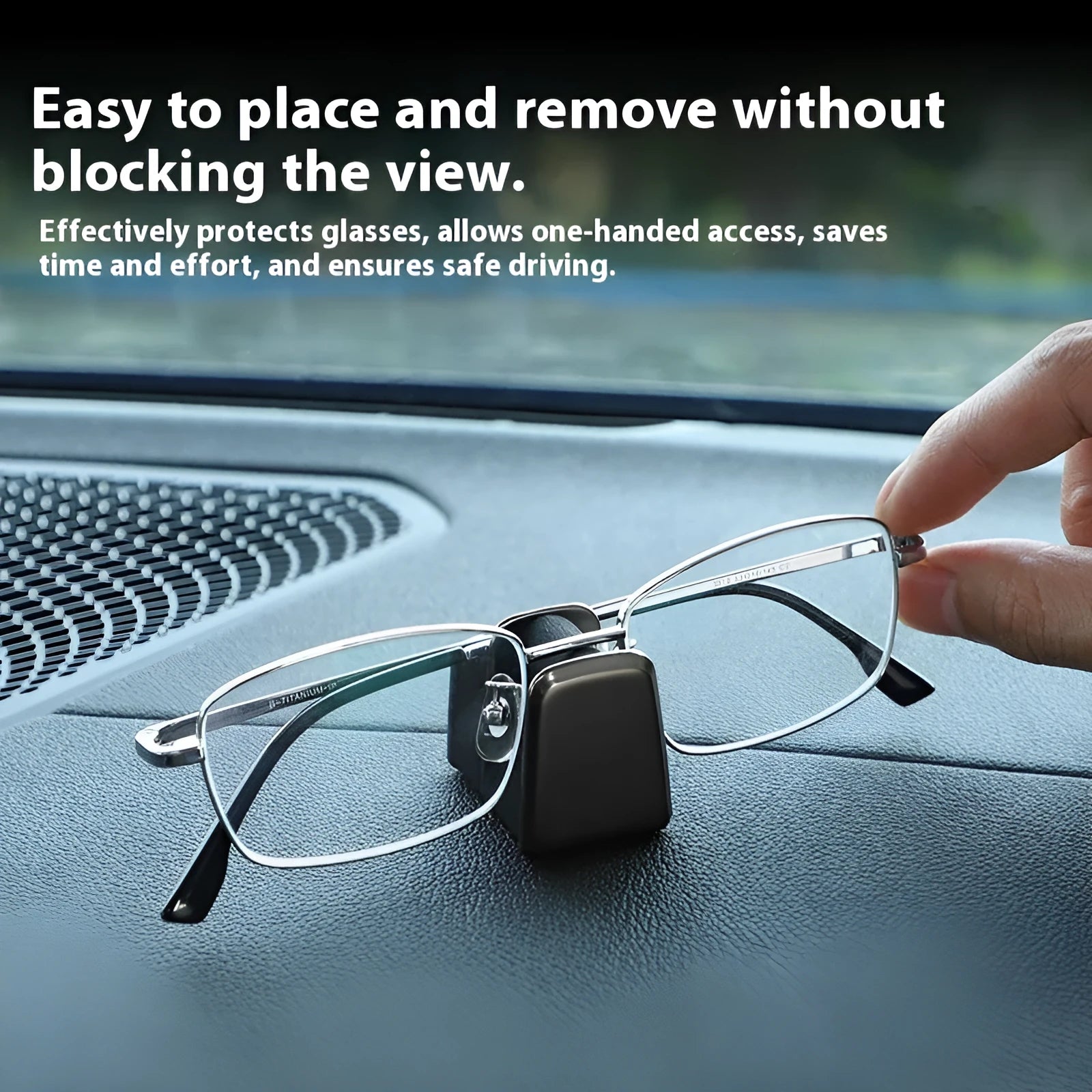Green zinc alloy and leather car dashboard glasses clip holder with nose pad