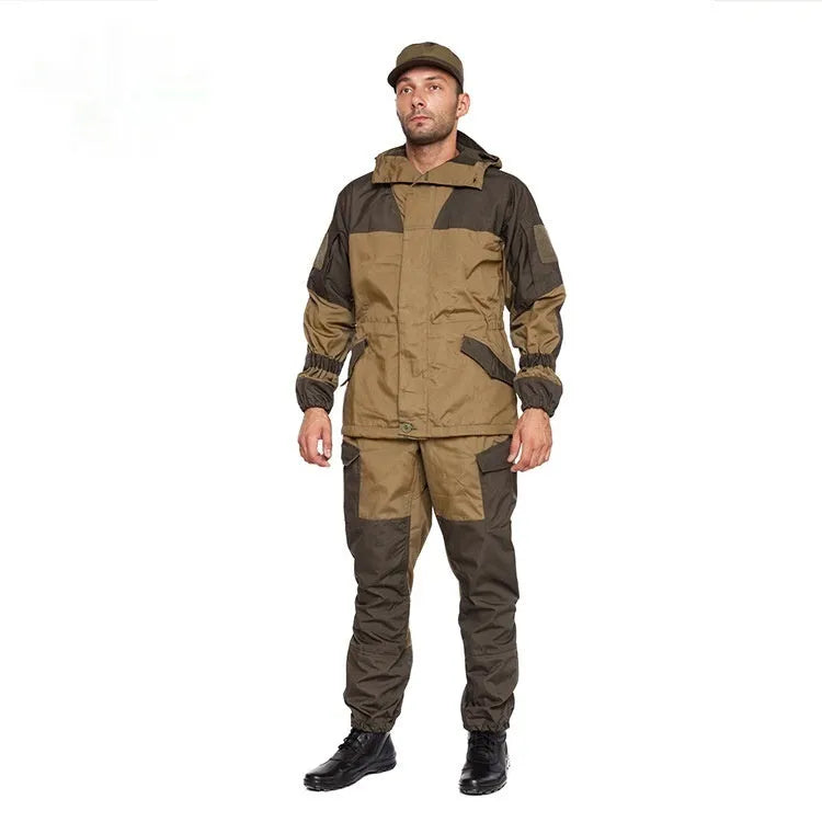Men's special forces tactical mountain battle suit jacket and trousers in camouflage green