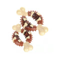 Bone-shaped natural rubber dog molar chew toy in two sizes for teeth grinding.
