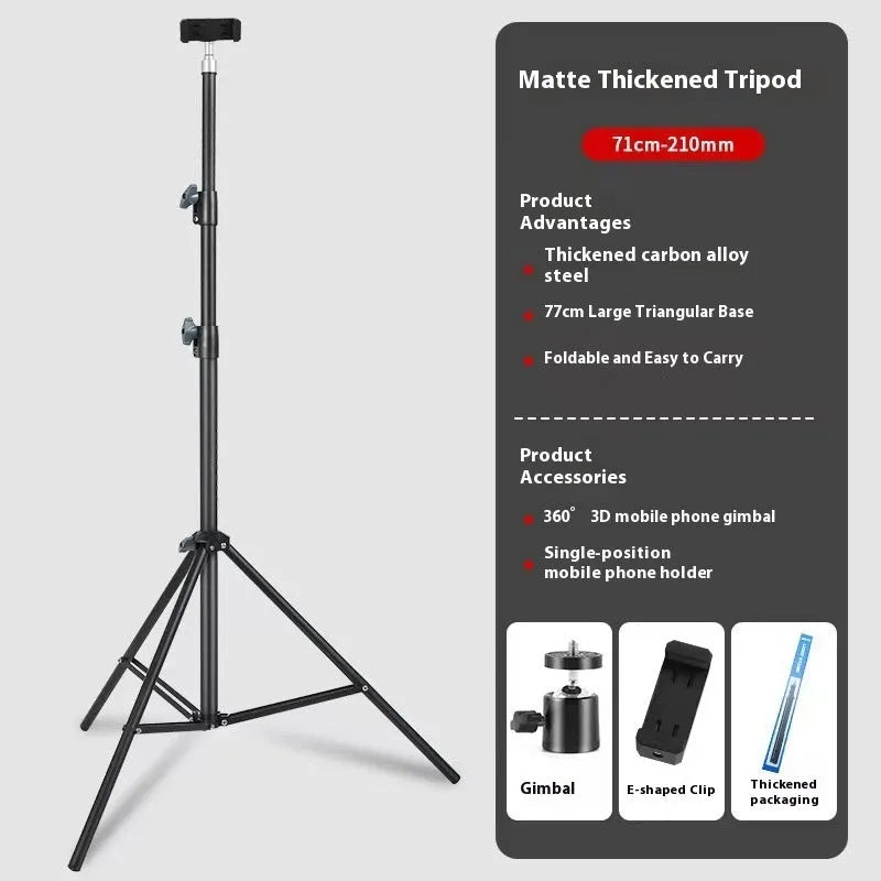 Frosted finish photography tripod light stand with mobile phone holder attached