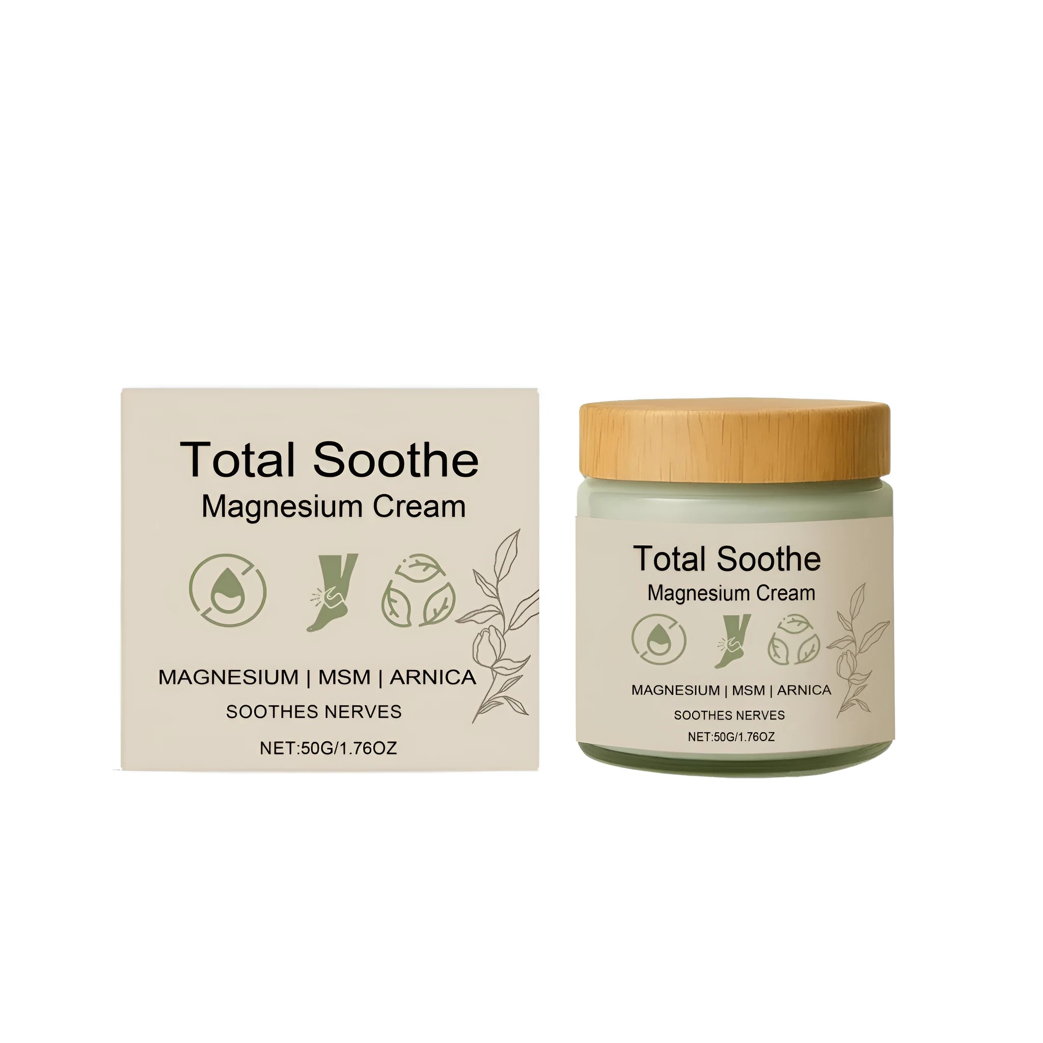 50g pot of Soothing Magnesium Body Cream with ginseng and arnica extracts