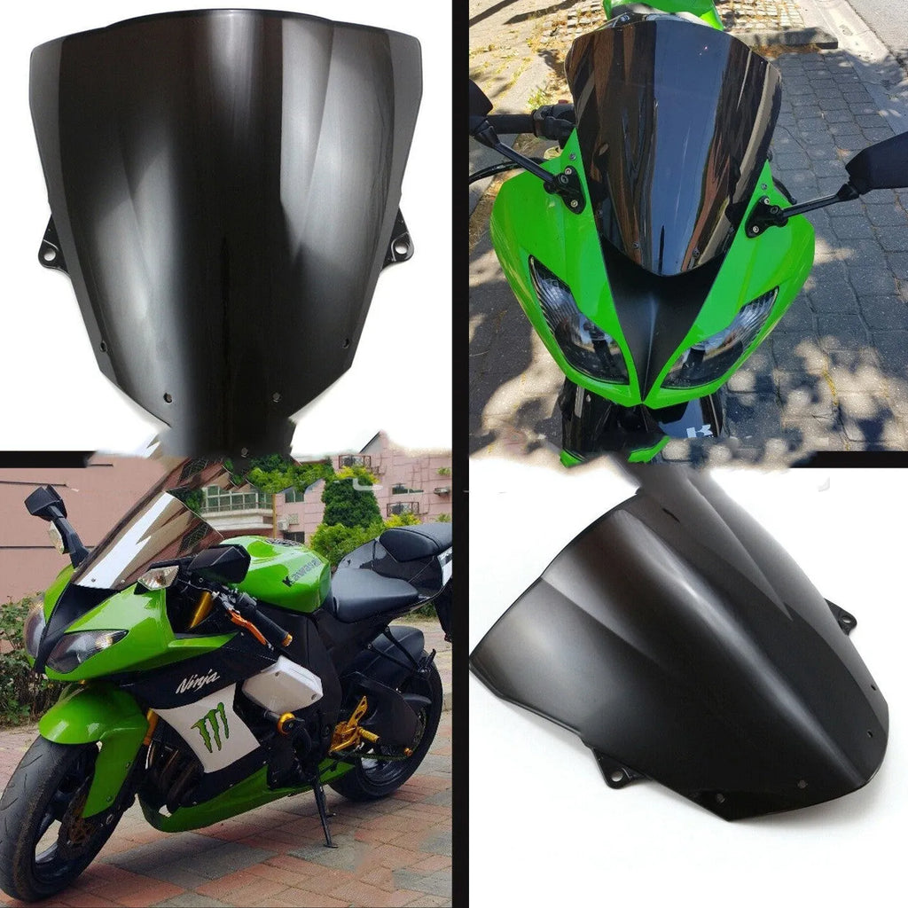 Blue and brown tint motorcycle windscreen for Kawasaki ZX-6R and ZX-10R models.