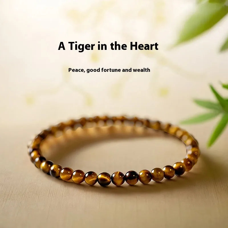 New Chinese style geometric tigereye stone bracelet showing 4mm, 6mm and 8mm bead size options.