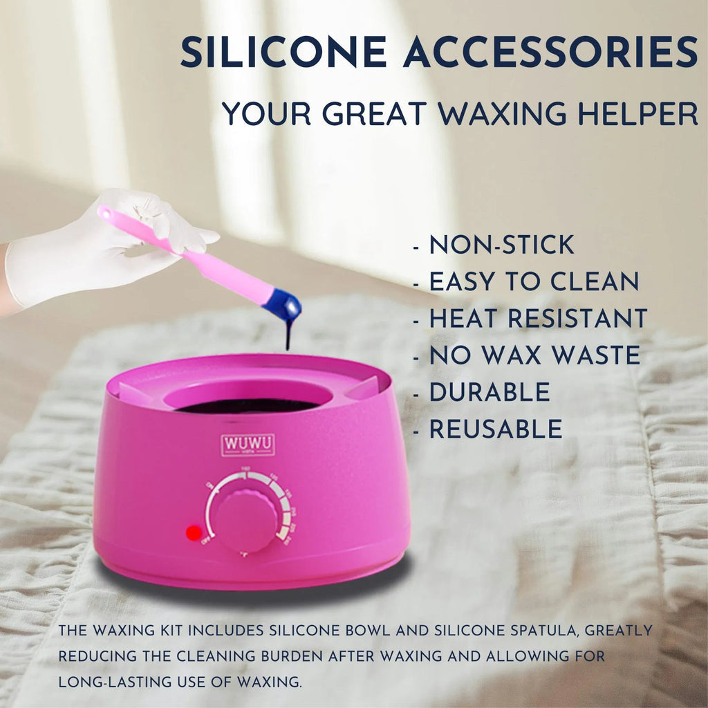 WUWUVISTA professional waxing kit with black wax warmer, coloured wax beads, silicone tools and aftercare products