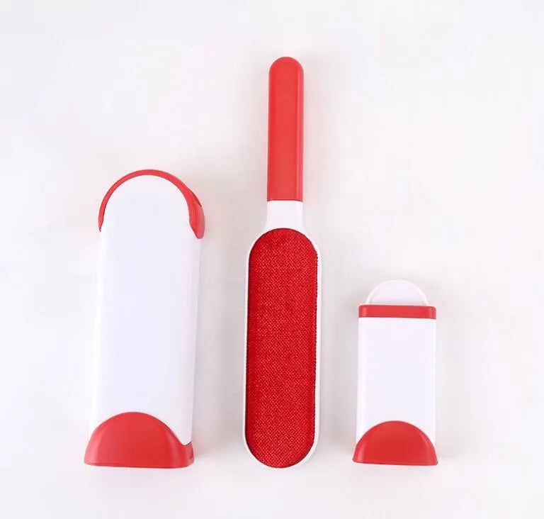 Blue reusable pet hair removal brush and self-cleaning base for sofas and car seats