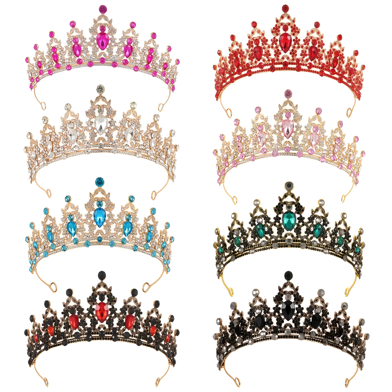 Baroque crown wedding headdress with rhinestone treatment in silver and gold colour options