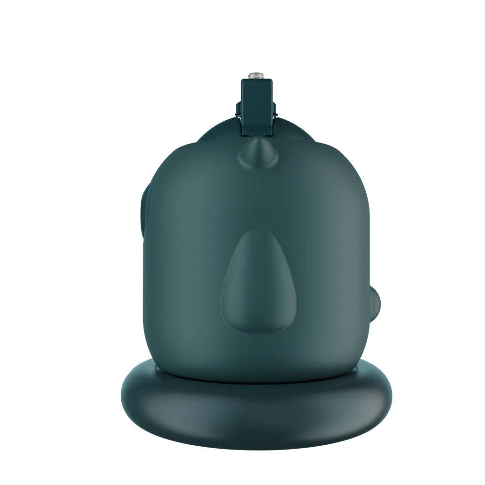 Dark green intelligent follow-up gimbal with built-in camera showing 360-degree rotation mechanism
