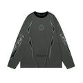 Men's grey khaki drop shoulder cotton pullover sweatshirt with loose fit and long sleeves