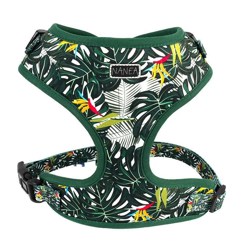 Adjustable pet harness vest six-piece set with haulage rope, collar, bow tie, and triangle scarf accessories