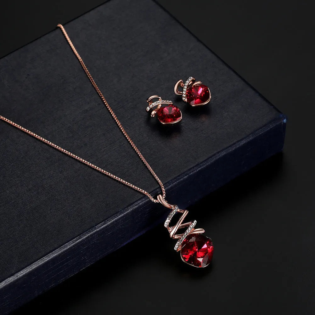 Women's bridal jewellery set with adjustable necklace and matching earrings in alloy