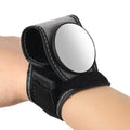 Black nylon bicycle wrist-mounted rear-view mirror for cycling safety.