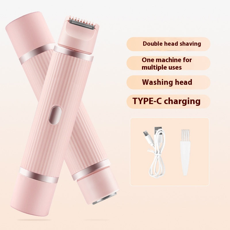 Painless Dual-Head Women's Electric Shaver - Automatic Body Hair Trimmer for Face, Lips, Underarms, Legs & Bikini Line (USB Rechargeable)