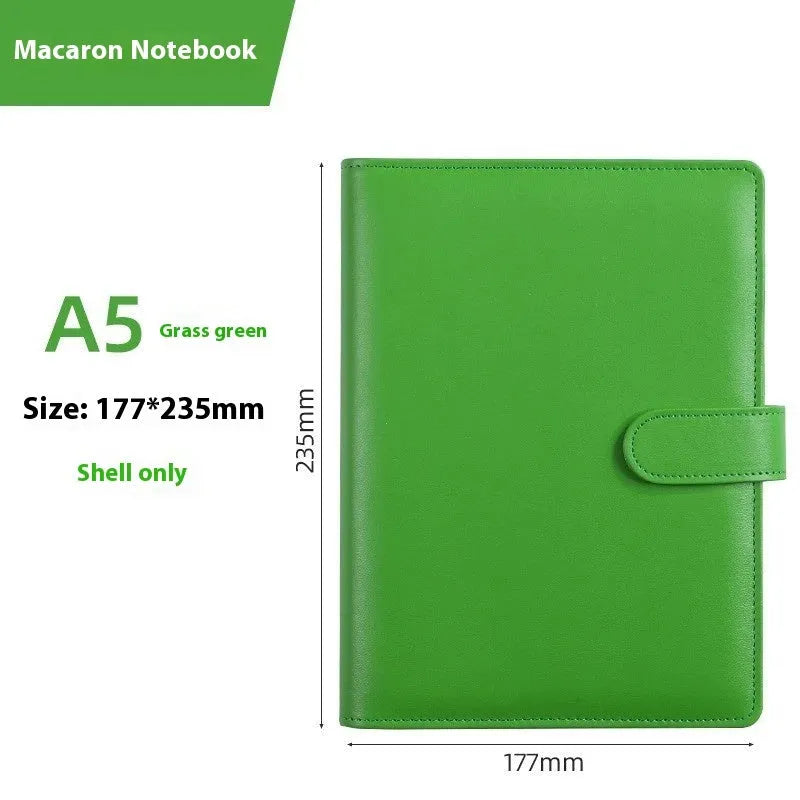 A5 PU leather loose-leaf notebook shell with zipper in solid colour options