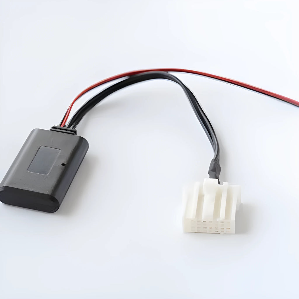 Black JieRui-BT 5908 Bluetooth audio adapter cable for Mazda vehicles with MEDIA key.