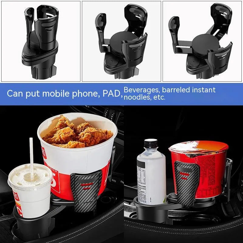 Car cup holder modification with carbon fibre matte finish for vehicle console storage