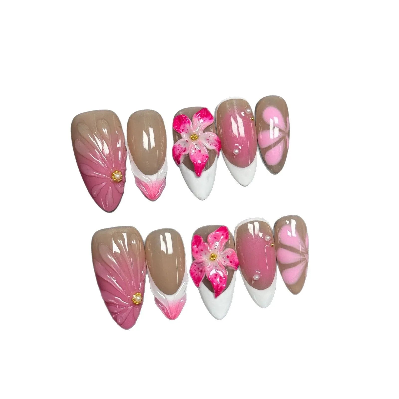 French style lily three-dimensional nail art stickers with fluid ice flower design on plastic wearable armour