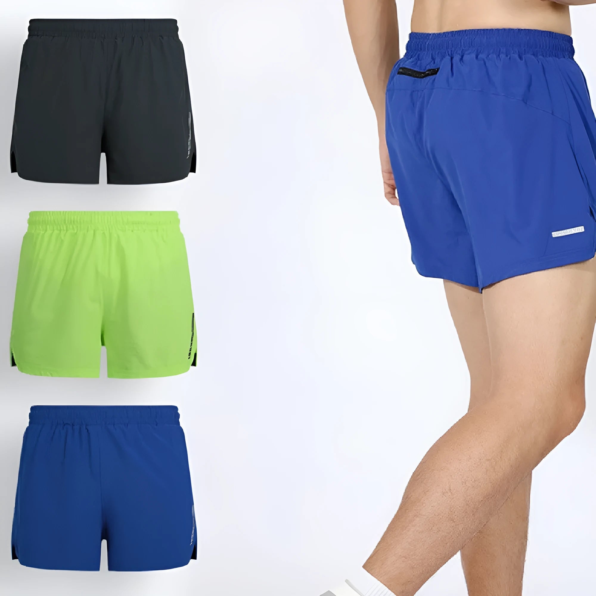 Men's quick-drying marathon running pants shorts in straight cut style with polyester moisture-wicking fabric
