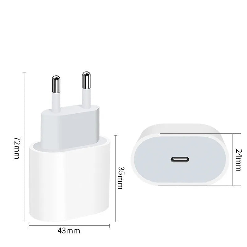 20W USB wall charger with European plug for mobile phone charging