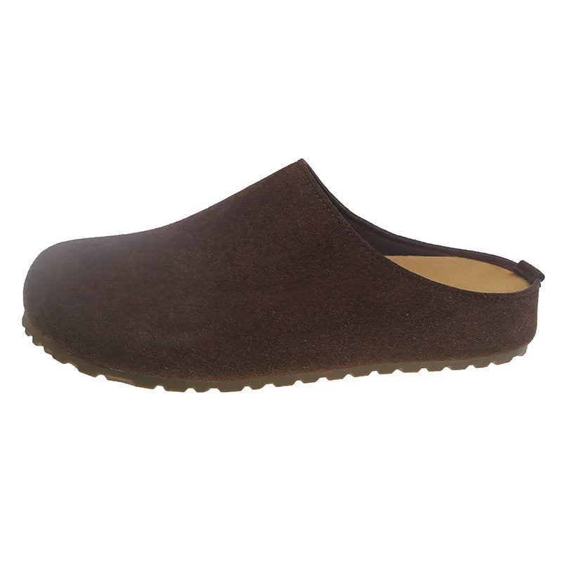 Korean style outdoor slippers with square toe holder in microfiber with PU sole