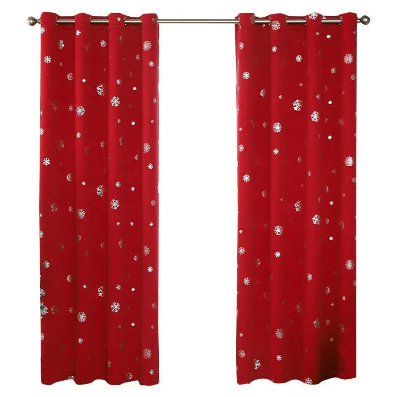Red polyester shade cloth curtain with lace loop attachment in modern simplicity style