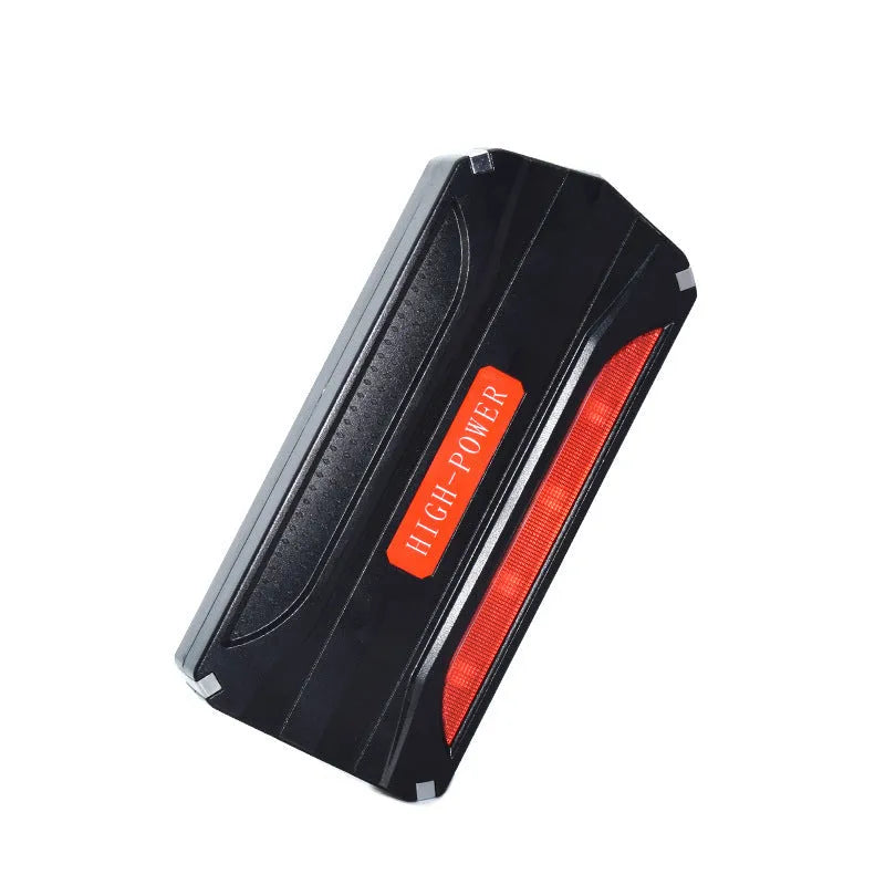 Black and red vehicle emergency starting power supply unit measuring 178x80x30mm with 7800mAh capacity