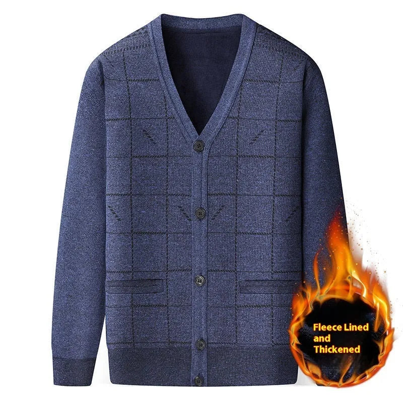 Men's plus size batwing sleeve cardigan with velvet lining in dark gray