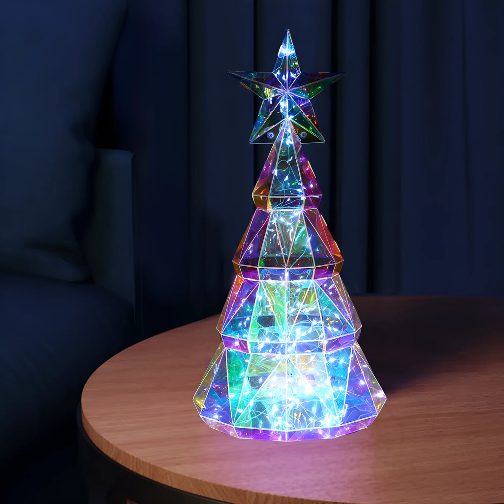 Colourful luminous Christmas tree decoration with LED lights measuring 14.5 by 4.8 by 20 centimetres