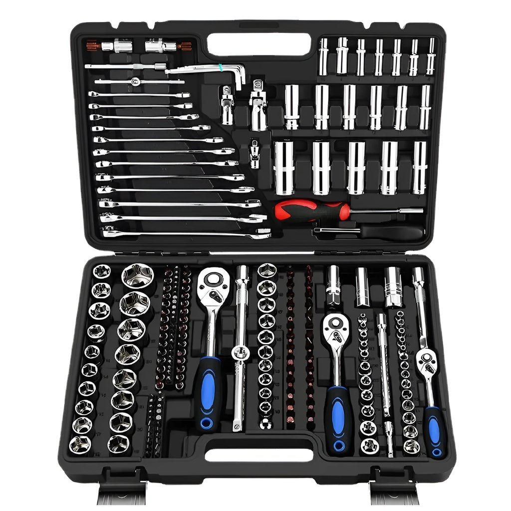 46-piece chromium vanadium steel socket ratchet wrench set with nickel plating for automotive repair
